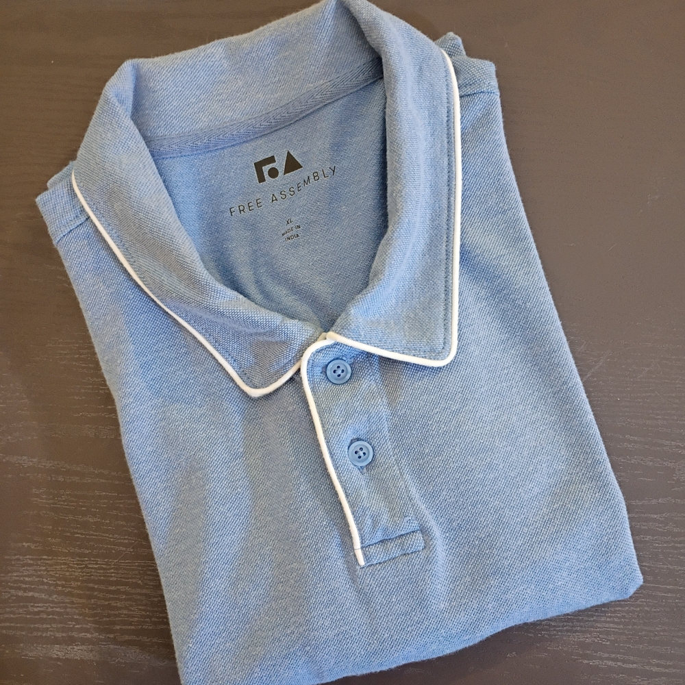 Free Assembly Pastel Light Blue Men's Polo Shirt XL Normal Wear